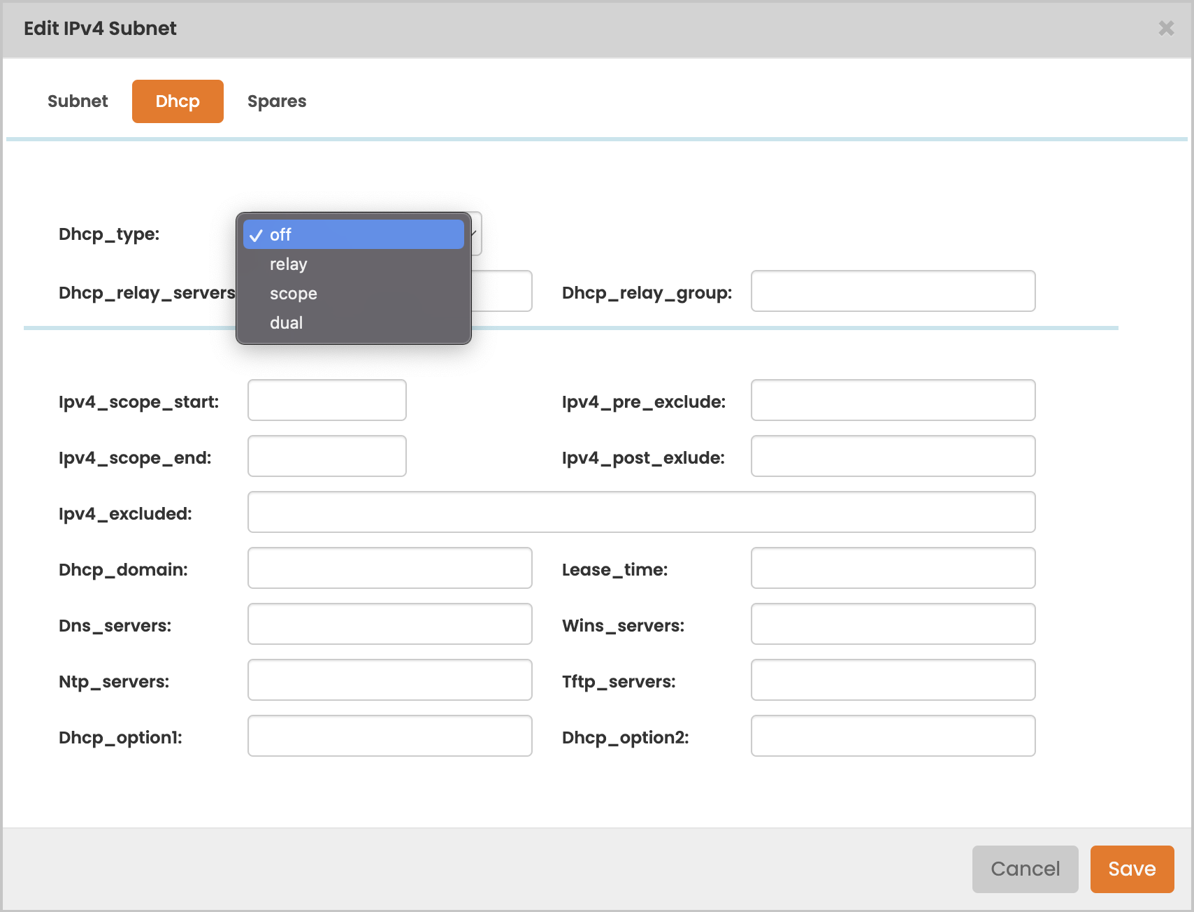 Subnet Ipv4 DHCP details