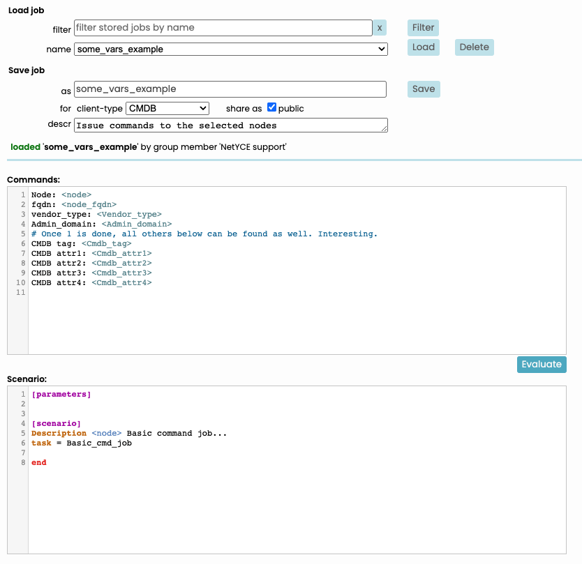 Basix command job example